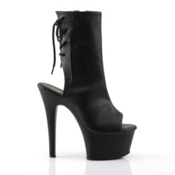Pleaser ASPIRE-1018 Black Vegan Leather Ankle Boots
