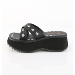 Demonia FLIP-05 Black Vegan Platform Women Mules