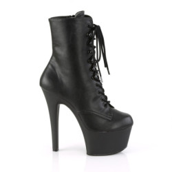 Pleaser ASPIRE-1020 Black Vegan Leather Ankle Boots