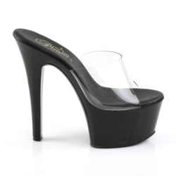 Pleaser ASPIRE-601 Transparent Black High Heeled Mules