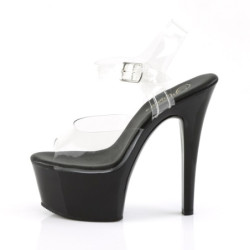 Pleaser ASPIRE-608 Clear Black Platform High Heel Shoes