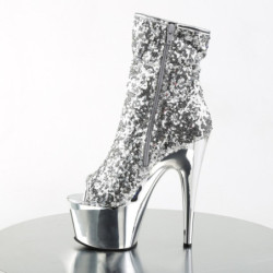 Pleaser ADORE-1008SQ Silver Sequins Chrome Sale Women