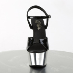 Pleaser ASPIRE-609 Black Chrome Platform High Heels