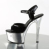 Pleaser ASPIRE-609 Black Chrome Platform High Heels