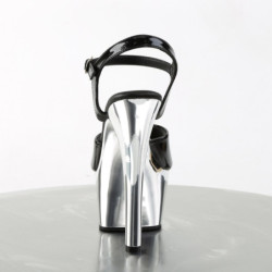 Pleaser ASPIRE-609 Black Chrome Platform High Heels