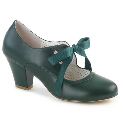 Pin Up Couture WIGGLE-32 Green Cuben Heel Retro Pumps