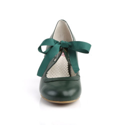 Pin Up Couture WIGGLE-32 Green Cuben Heel Retro Pumps