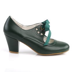 Pin Up Couture WIGGLE-32 Green Cuben Heel Retro Pumps