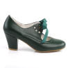 Pin Up Couture WIGGLE-32 Green Cuben Heel Retro Pumps