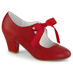 Pin Up Couture WIGGLE-32 Red Cuben Heel Retro Pumps