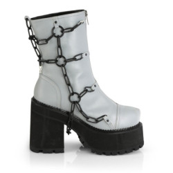 Demonia ASSAULT-66 Grey Reflective Platform Women Boots