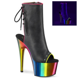 Pleaser ADORE-1018RC-02 Black Vegan Leather Rainbow