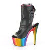 Pleaser ADORE-1018RC-02 Black Vegan Leather Rainbow
