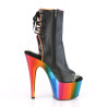Pleaser ADORE-1018RC-02 Black Vegan Leather Rainbow