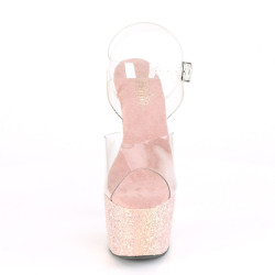 Pleaser ADORE-708LG Transparent Dusty Blush Glitter