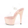 Pleaser ADORE-708LG Transparent Dusty Blush Glitter