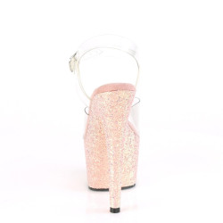 Pleaser ADORE-708LG Transparent Dusty Blush Glitter