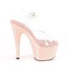 Pleaser ADORE-708LG Transparent Dusty Blush Glitter