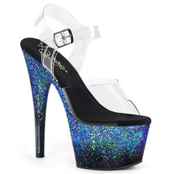 Pleaser ADORE-708SS Transparent Black Blue Glitter Sale