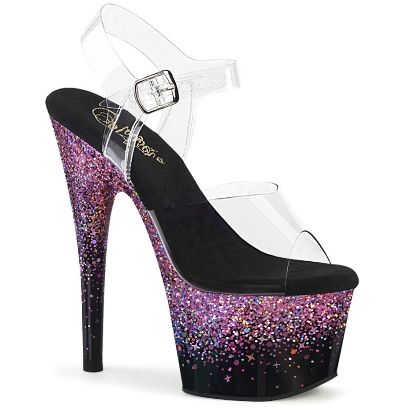 Pleaser ADORE-708SS Transparent Black Purple Glitter Pleaser ADORE-708SS Transparent Black Purple Glitter
