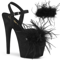 Pleaser ADORE-709F Black Vegan Suede Feather Sale Women