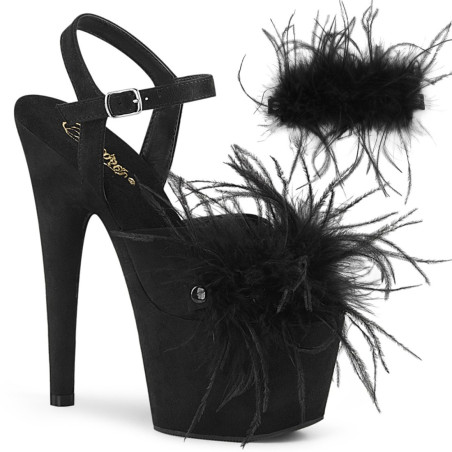Pleaser ADORE-709F Black Vegan Suede Feather Sale Women