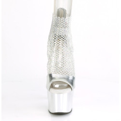Pleaser ADORE-765RM Silver Metallic Strass Mesh Chrome