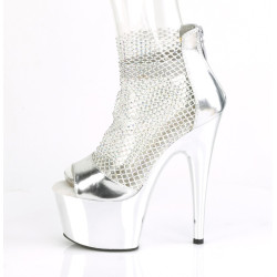 Pleaser ADORE-765RM Silver Metallic Strass Mesh Chrome