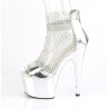 Pleaser ADORE-765RM Silver Metallic Strass Mesh Chrome