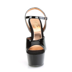 Pleaser ASPIRE-609TT Black Patent Rose Gold Chrome Sale