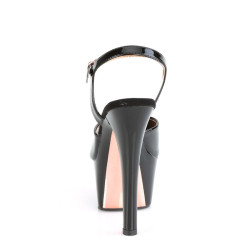 Pleaser ASPIRE-609TT Black Patent Rose Gold Chrome Sale