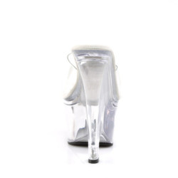 Pleaser BEAU-601 Clear Platform Heeled Wedge Mules Women
