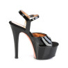Pleaser ASPIRE-609TT Black Patent Rose Gold Chrome Sale