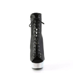 Pleaser BEJEWELED-1016-6 Black Vegan Leather Silver