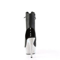 Pleaser BEJEWELED-1016-6 Black Vegan Leather Silver
