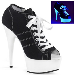 Pleaser DELIGHT-600SK-01 Black Canvas Neon White Sale