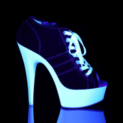 Pleaser DELIGHT-600SK-01 Black Canvas Neon White Sale
