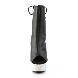 Pleaser BEJEWELED-1018DM-6 Black Vegan Leather Silver
