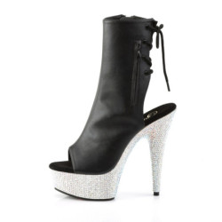Pleaser BEJEWELED-1018DM-6 Black Vegan Leather Silver