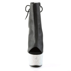 Pleaser BEJEWELED-1018DM-7 Black Vegan Leather Silver