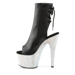 Pleaser BEJEWELED-1018DM-7 Black Vegan Leather Silver