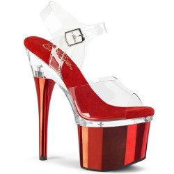 Pleaser ESTEEM-708 Transparent Red Chrome Sale Women