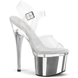 Pleaser ESTEEM-708 Transparent Silver Chrome Heeled Women