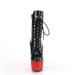 Pleaser BEJEWELED-1020-7 Black Hologram Patent Red Stra