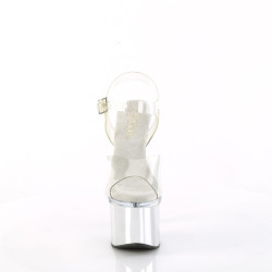 Pleaser ESTEEM-708 Transparent Silver Chrome Heeled Women
