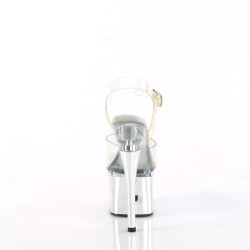 Pleaser ESTEEM-708 Transparent Silver Chrome Heeled Women