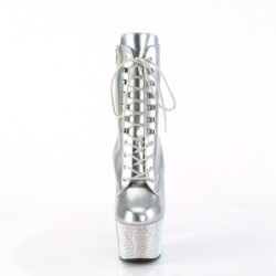 Pleaser BEJEWELED-1020-7 Silver Hologram Patent Strass