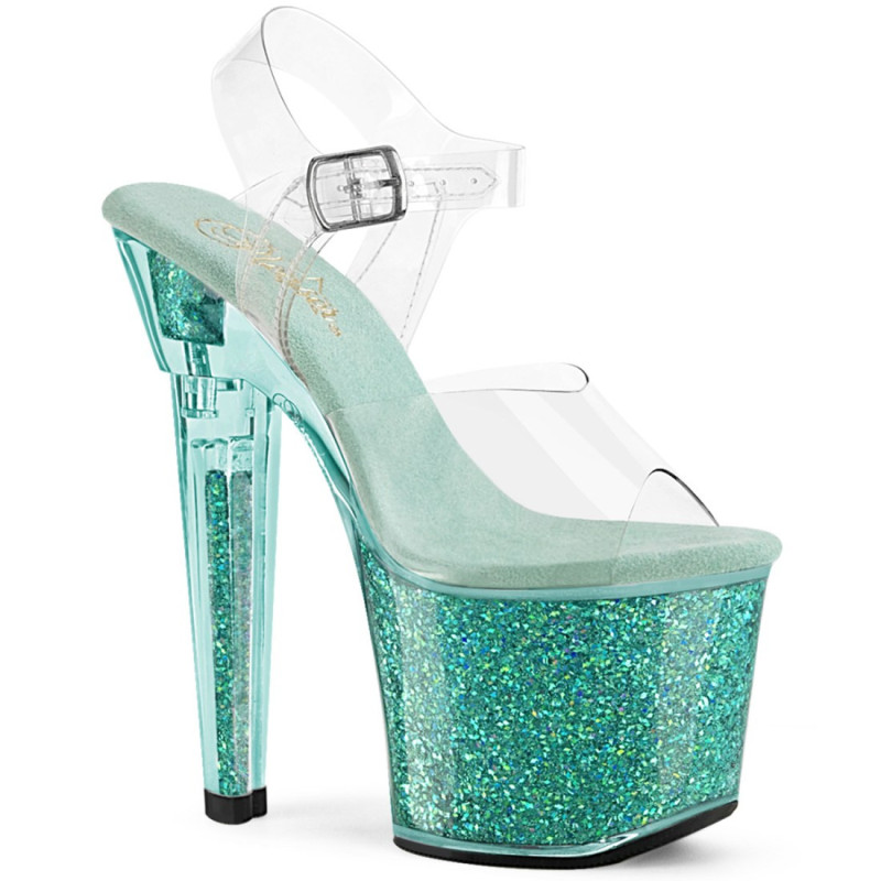 Pleaser LOVESICK-708SG Transparent Baby Blue Glitter Pleaser LOVESICK-708SG Transparent Baby Blue Glitter