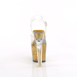 Pleaser LOVESICK-708SG Transparent Gold Glitter Strass