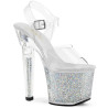 Pleaser LOVESICK-708SG Transparent Silver Glitter Stras